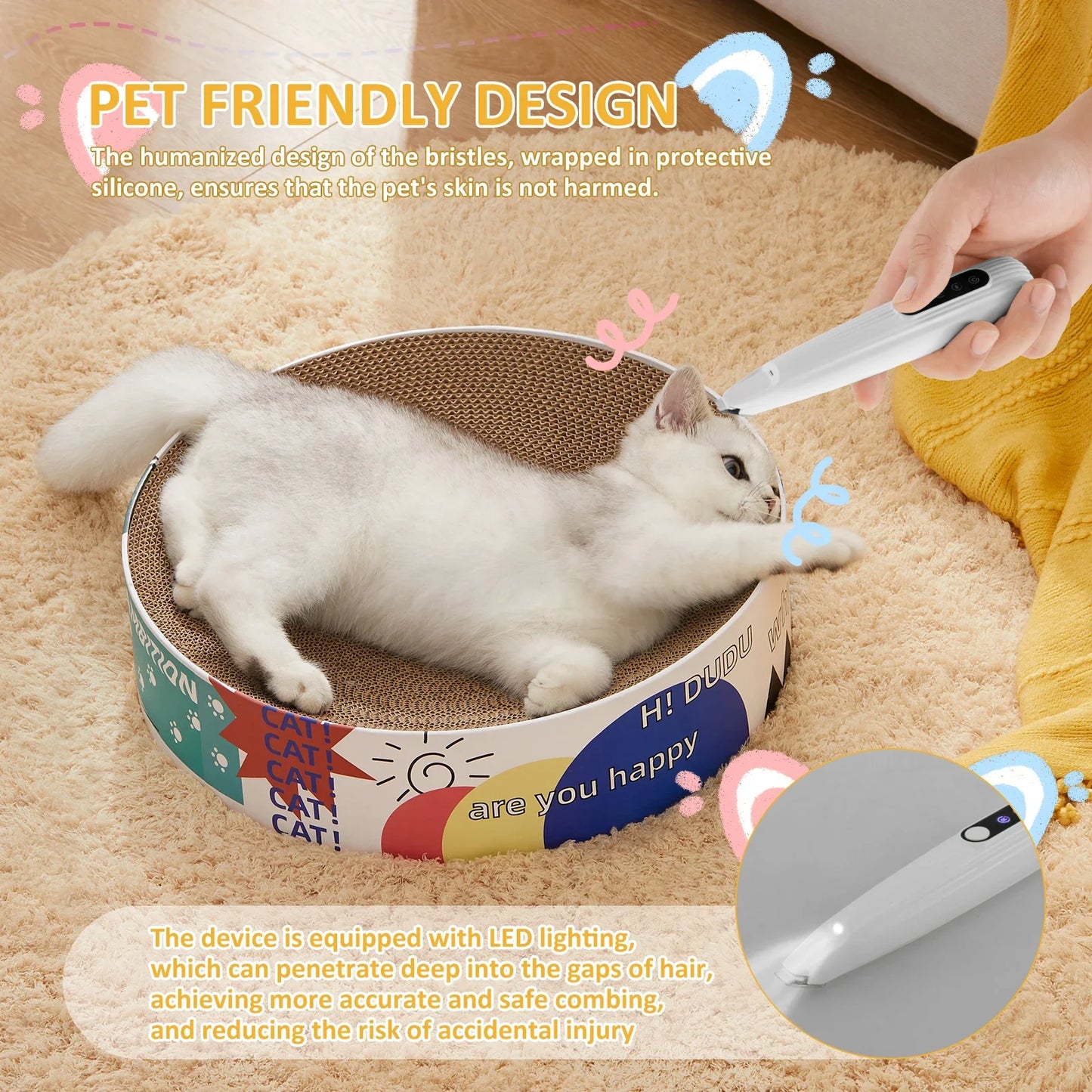 Pet Paw Trimmer LED Light Low Noise Cordless Dog Cat Hair Clipper Grooming