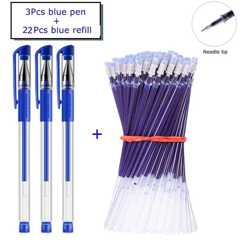 Gel Pen Set 35pcs 0.5mm Fine Tip Black Blue Red Ink Kawaii Stationery