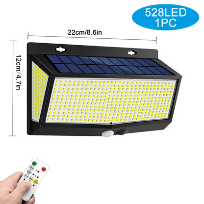 Solar Motion Sensor Light Outdoor 528/418/138 LED Waterproof Floodlight