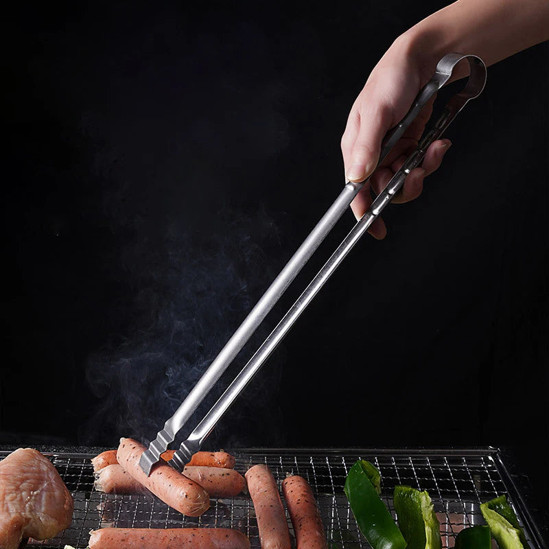 45cm Stainless Steel BBQ Tongs Extra Long Grilling Tongs for Outdoor Cooking