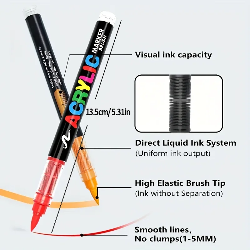 Acrylic Paint Pens 12-366 Colours Felt Brush Tip Markers Wood Rock Canvas