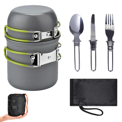 Camping Cookware Set Aluminium Alloy Pot Pan Lightweight Portable Outdoor