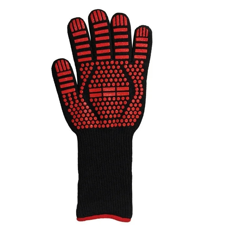 BBQ Gloves Heat Resistant to 800°C Aramid Oven Mitts Silicone Grip