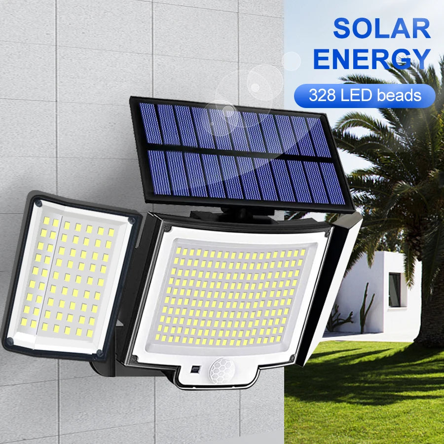 Solar Motion Sensor Light 348 LED Outdoor Security Floodlight IP65 Remote