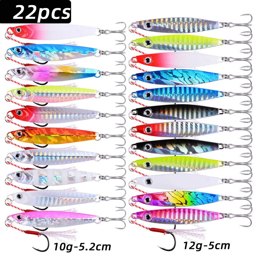 Metal Spoon Jigs Fishing Lures 22pc Set 10g-60g Saltwater Freshwater AU
