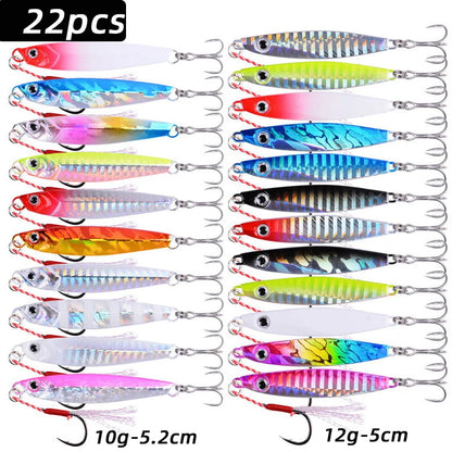 Metal Spoon Jigs Fishing Lures 22pc Set 10g-60g Saltwater Freshwater AU