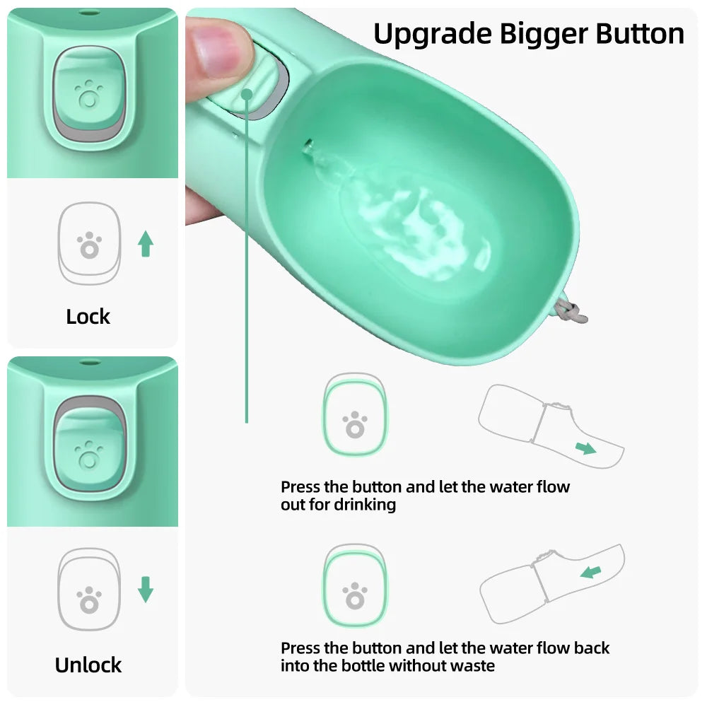 Portable Dog Water Bottle Leakproof Pet Travel Drinking Bowl 300-550ML