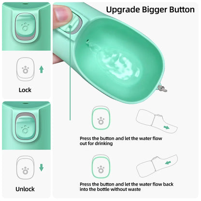 Portable Dog Water Bottle Leakproof Pet Travel Drinking Bowl 300-550ML