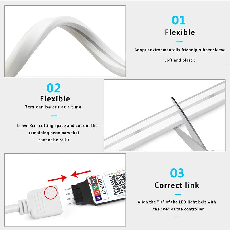 RGB Neon LED Strip Light 1M-5M USB WiFi Smart App Alexa Google Home