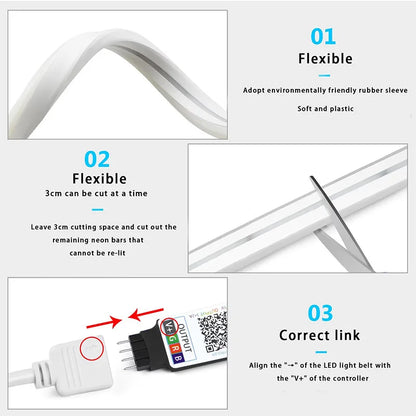 RGB Neon LED Strip Light 1M-5M USB WiFi Smart App Alexa Google Home