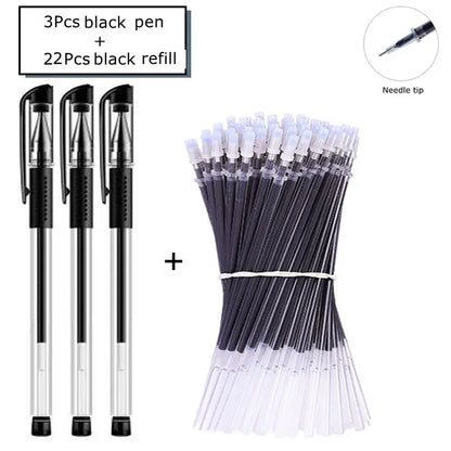 Gel Pen Set 35pcs 0.5mm Fine Tip Black Blue Red Ink Kawaii Stationery