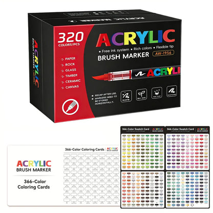 Acrylic Paint Pens 12-366 Colours Felt Brush Tip Markers Wood Rock Canvas