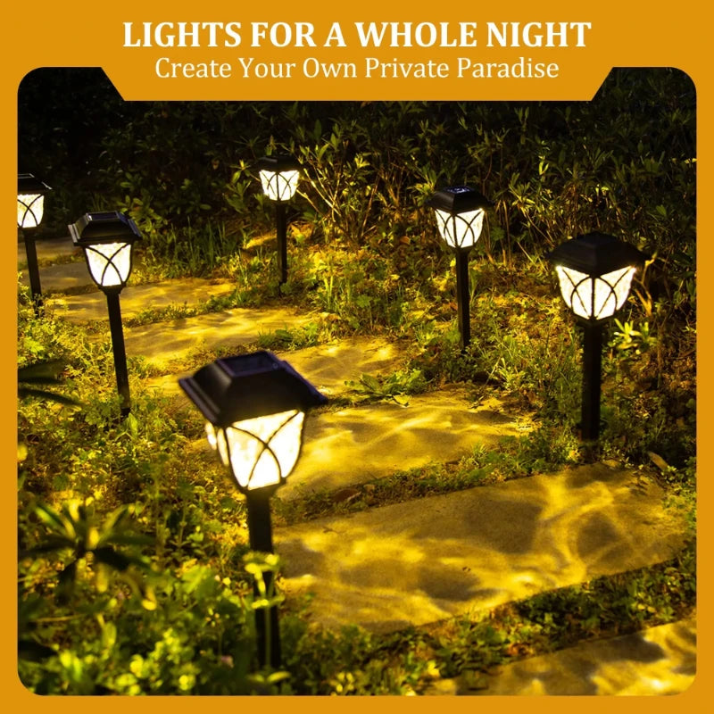 Solar Garden Lights Outdoor Waterproof LED Pathway Lawn Lamp 2 Pack