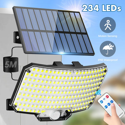 Solar Motion Sensor Lights 234 LED 3 Modes Remote IP65 Waterproof Outdoor
