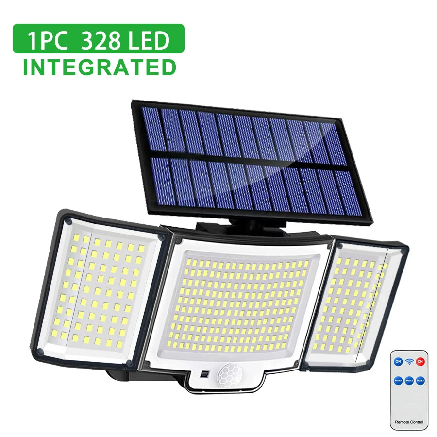 Solar Motion Sensor Light 348 LED Outdoor Security Floodlight IP65 Remote