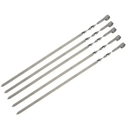 BBQ Skewers Stainless Steel 38cm Flat Kebab Sticks Set of 10 Barbecue