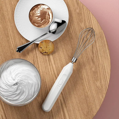 Electric Milk Frother Handheld USB Rechargeable Stainless Steel Whisk