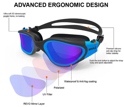 Polarised Swimming Goggles Adult Anti-Fog UV Protection Adjustable