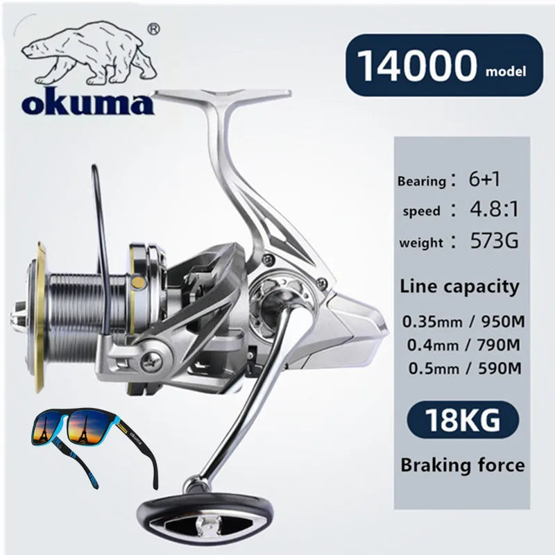 Big Spinning Fishing Reel 8000-14000 Series 20KG Max Drag Saltwater