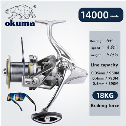 Big Spinning Fishing Reel 8000-14000 Series 20KG Max Drag Saltwater