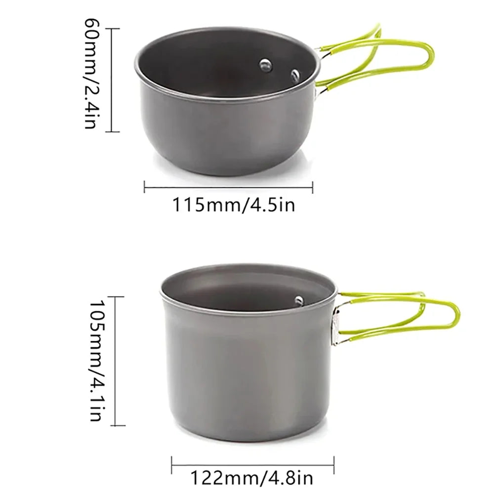 Camping Cookware Set Aluminium Alloy Pot Pan Lightweight Portable Outdoor