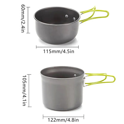 Camping Cookware Set Aluminium Alloy Pot Pan Lightweight Portable Outdoor