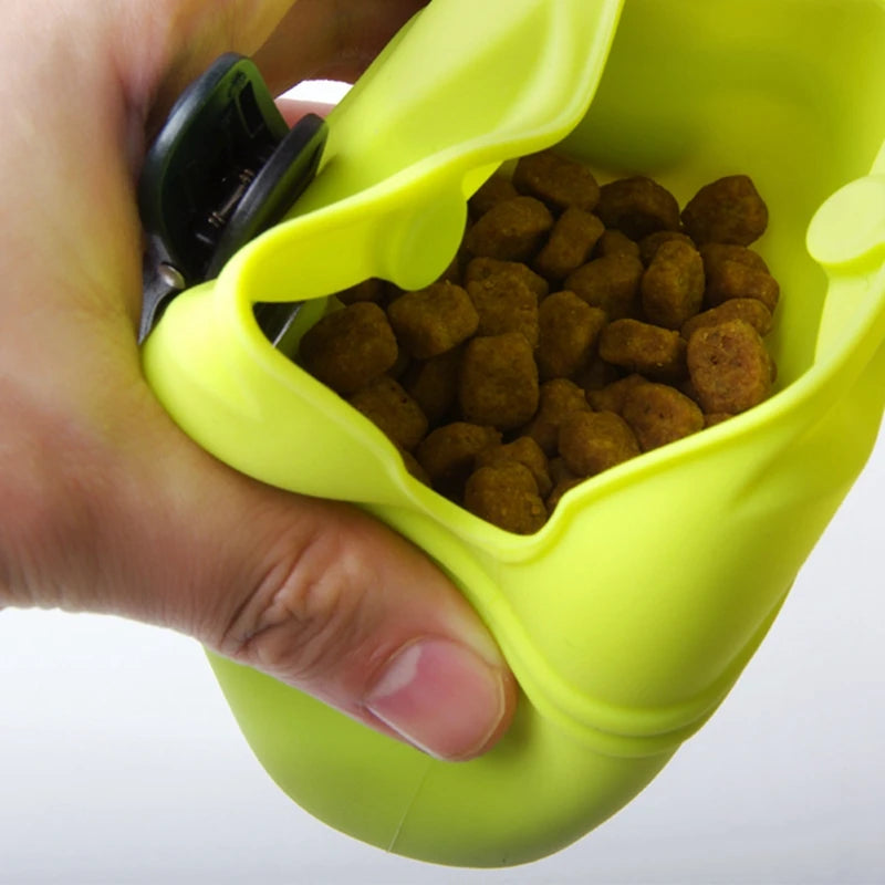 Silicone Dog Treat Pouch 12.5cm Magnetic Training Bag with Belt Clip