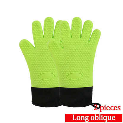 Silicone Oven Gloves Heat Resistant BBQ Mitts Non-Slip Kitchen Cooking