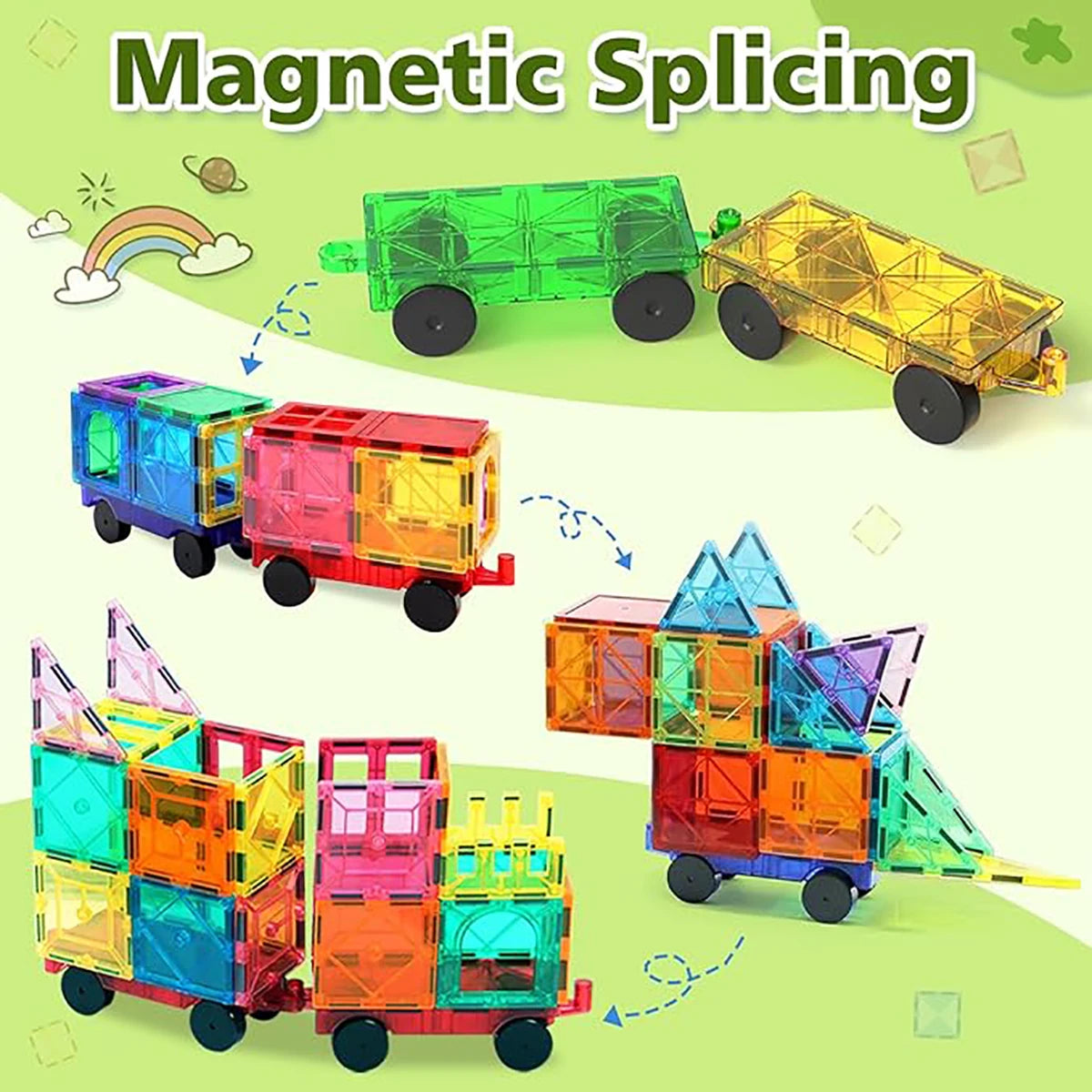 Magnetic Building Blocks Set Creative Architect Toy Kids Gift 3+