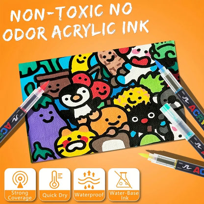 Acrylic Paint Pens 12-366 Colours Felt Brush Tip Markers Wood Rock Canvas