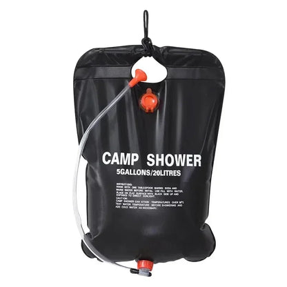 20L Solar Shower Bag Portable Camping Outdoor Heated Water Bath Black PVC