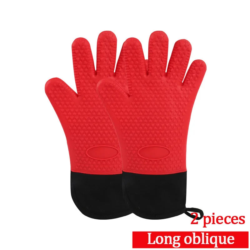 Silicone Oven Gloves Heat Resistant BBQ Mitts Non-Slip Kitchen Cooking