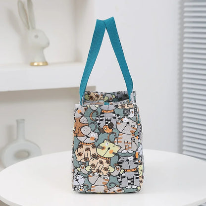 Insulated Lunch Bag Cartoon Print Large Capacity Thermal Cooler Picnic