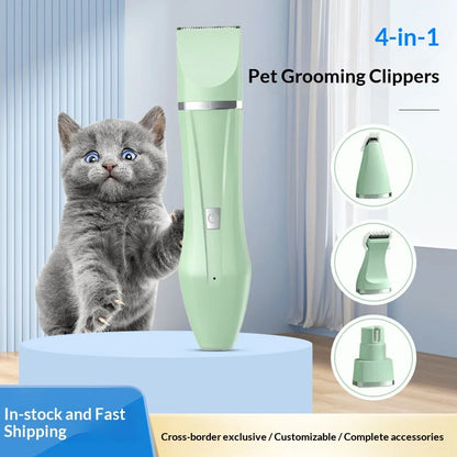 Pet Grooming Clippers 4-in-1 Rechargeable Electric Trimmer Dogs Cats Quiet