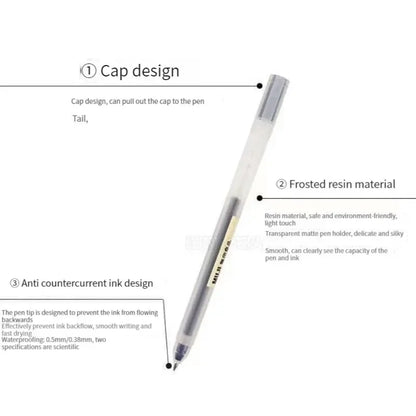 Gel Pen Set 6/8 Pack Black Red Blue 0.38mm 0.5mm Fine Tip Stationery