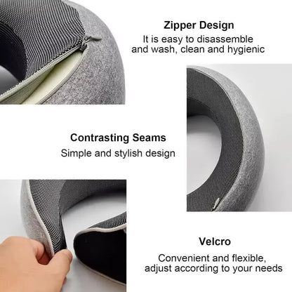 Memory Foam Travel Neck Pillow U-Shaped Adjustable Support Portable Sleep