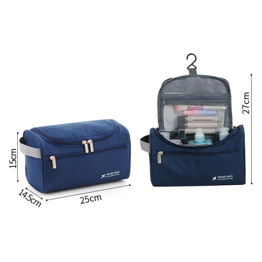Waterproof Hanging Toiletry Bag 25cm Nylon Travel Organiser Makeup Pouch