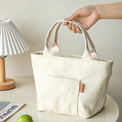Insulated Lunch Bag Canvas Zipper Tote Portable Picnic Travel Organiser AU