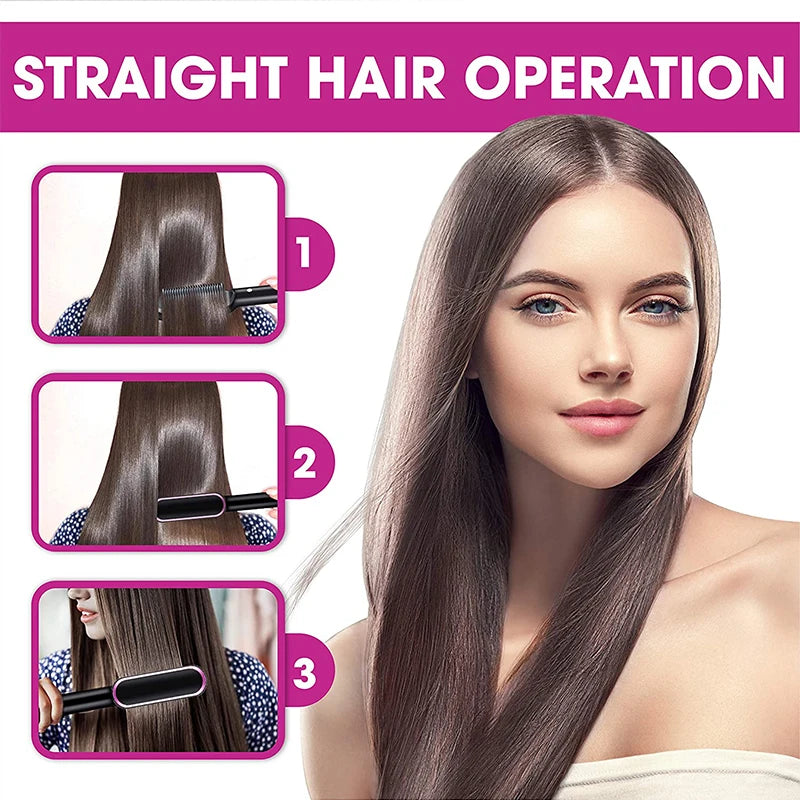 Hair Straightener Brush Electric Heated Comb PTC Ceramic Styling Tool