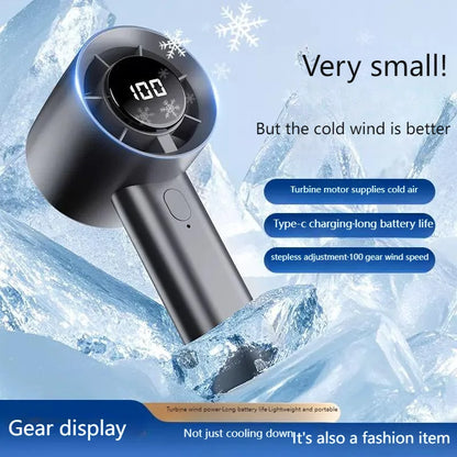 Portable Handheld Fan USB Rechargeable LED Display 100 Speed Mini Cooling