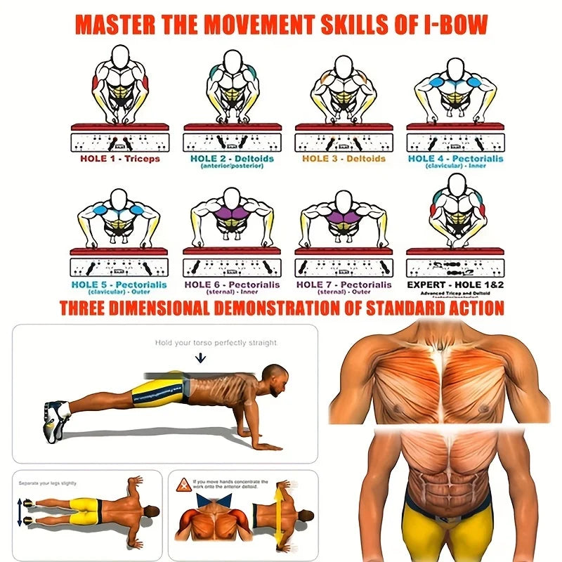 Push-Up Board Set Colour-Coded Foldable Fitness Training System AU