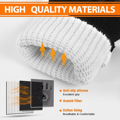 Heat Resistant BBQ Gloves Silicone Oven Mitts 800°C Fireproof Cooking