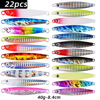 Metal Spoon Jigs Fishing Lures 22pc Set 10g-60g Saltwater Freshwater AU