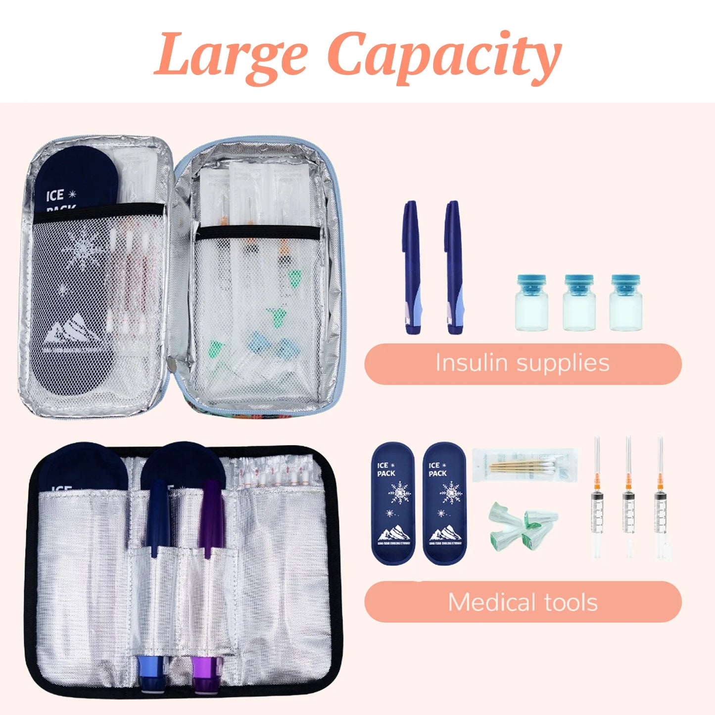 Insulin Cooler Bag Portable Travel Case Lightweight Insulated Camping Outdoor