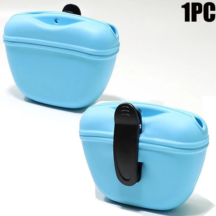 Silicone Dog Treat Pouch 12.5cm Magnetic Training Bag with Belt Clip