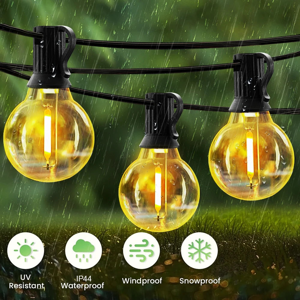 Solar String Lights Outdoor 10m G40 Globe LED Remote Waterproof Garden