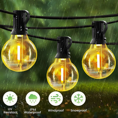 Solar String Lights Outdoor 10m G40 Globe LED Remote Waterproof Garden