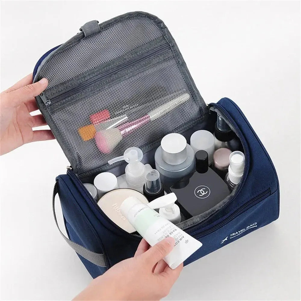 Waterproof Hanging Toiletry Bag 25cm Nylon Travel Organiser Makeup Pouch