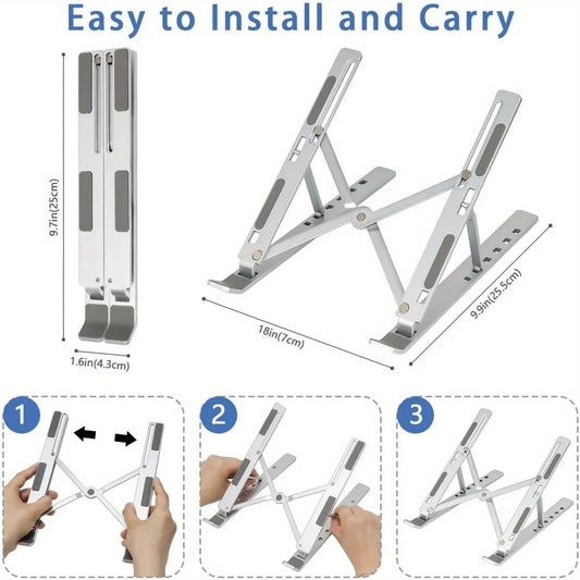 Laptop Stand Adjustable Aluminium 6-Level Foldable Portable 8-16 Inch