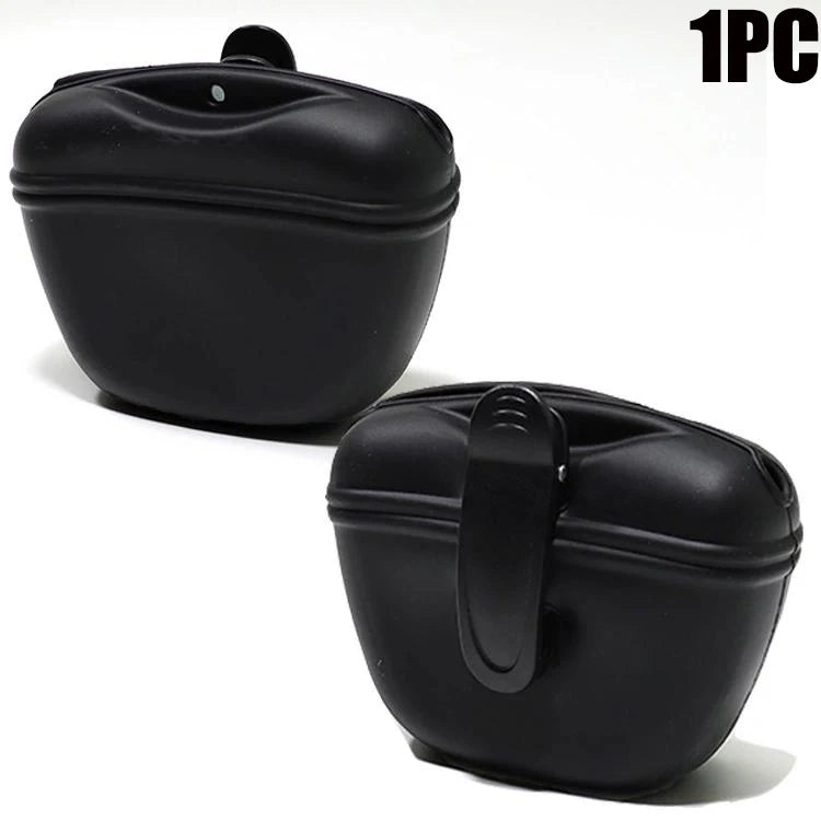 Silicone Dog Treat Pouch 12.5cm Magnetic Training Bag with Belt Clip